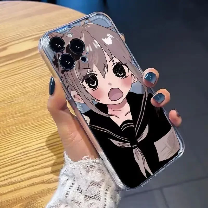 Ins Surprised girl Phone Case For iPhone 16 Pro Max 15 14 13 12 11 XR XS Max 7 8 Plus Y2K Anime Senior Soft Anti fall Phone Case