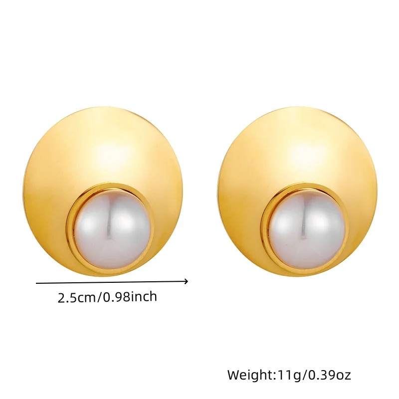 DIEYURO 316L Stainless Steel Square Round Shell Shaped Pearls Earrings For Women Fashion New Current Ear Jewelry Lady Gift Party