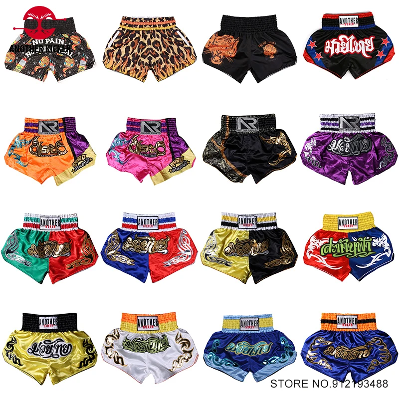 

Muay Thai Shorts Kids Adults Thailand Embroidery Boxing Shorts Men Women Child Kickboxing Fight Pants Grappling Sparring Uniform