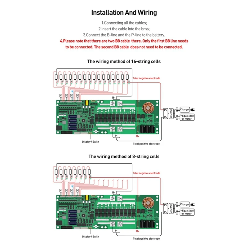 Para BMS JK-PB1A16S15P + pantalla 3,2 Lifepo4 Li-Ion LTO inversor 8S 16S 24V 48V accesorios de almacenamiento de energía familiar