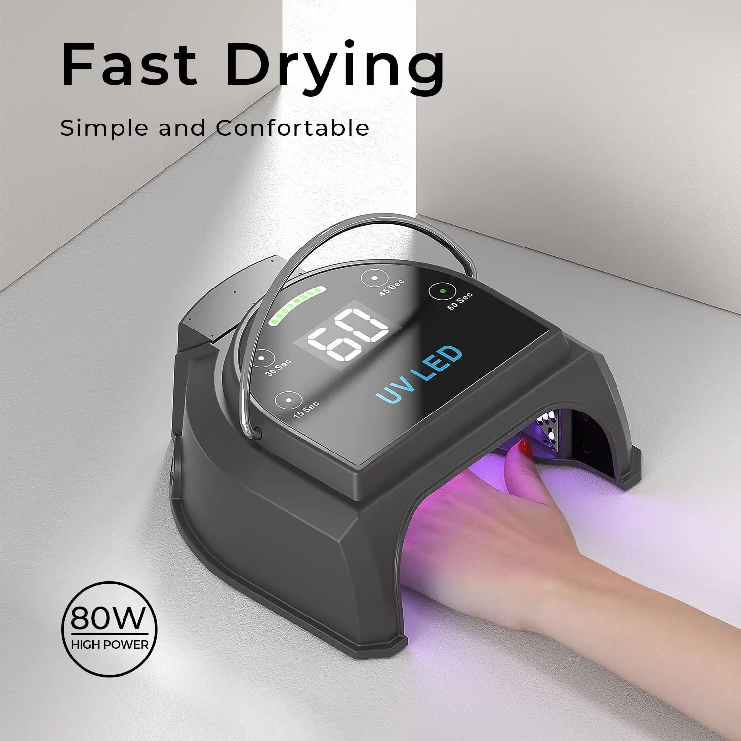 80W Professional Cordless UV LED Nail Lamp, UV Lights for Nails with 45 Beads and Rechargeable Battery, Portable LED Gel Nail Cu