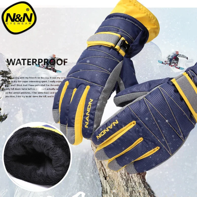 NANDN Winter Warm Mountain Snowboard Ski Gloves men women Cold Snow Skiing Mittens Waterproof Snowmobile Handschoemen Air+ 5002