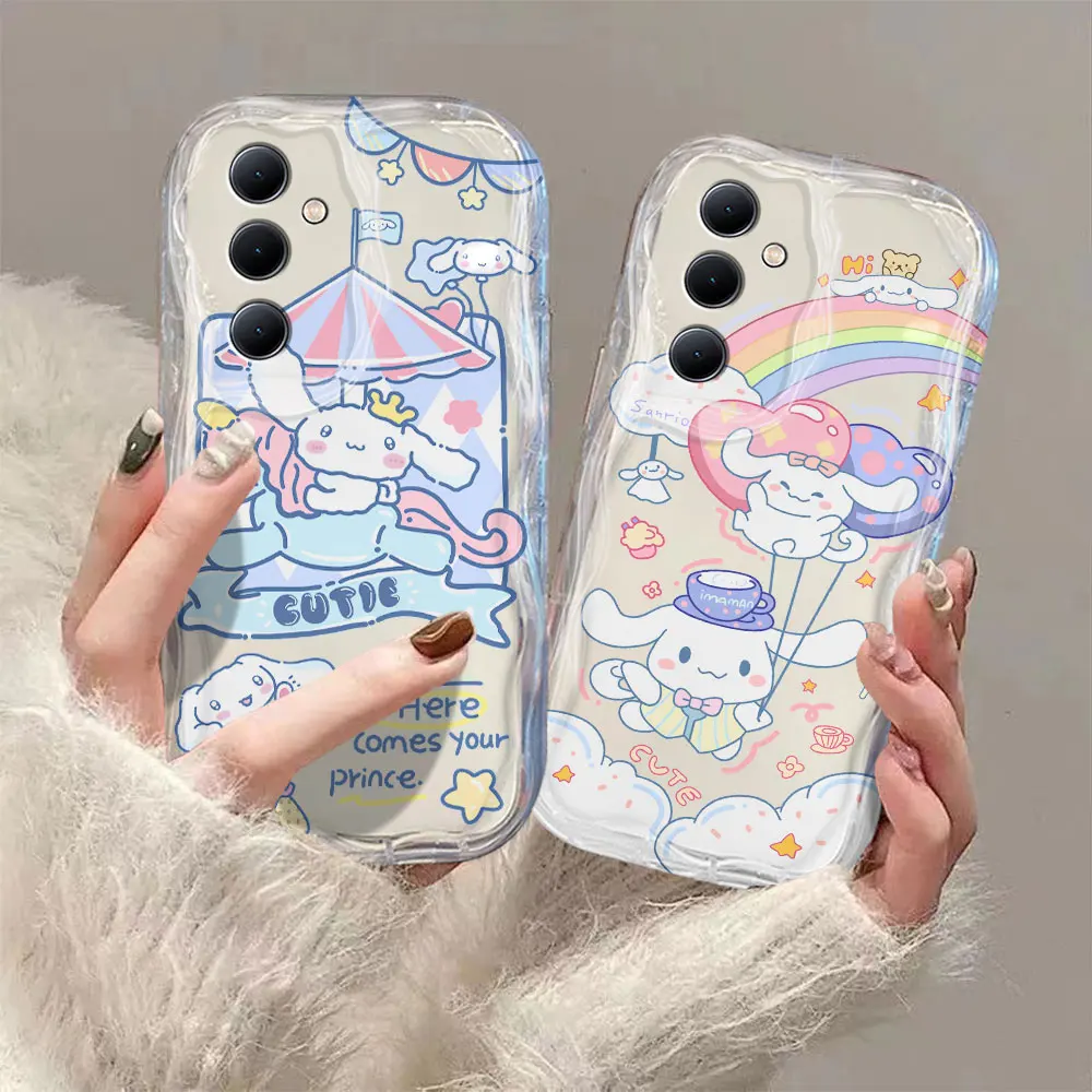 Cute Cinnamoroll 3D Wave Phone Case For OPPO Reno 11 F 8 T 7 Z 6 5 4 Pro F23 F11 F9 4G 5G Soft Silicone Back Cover