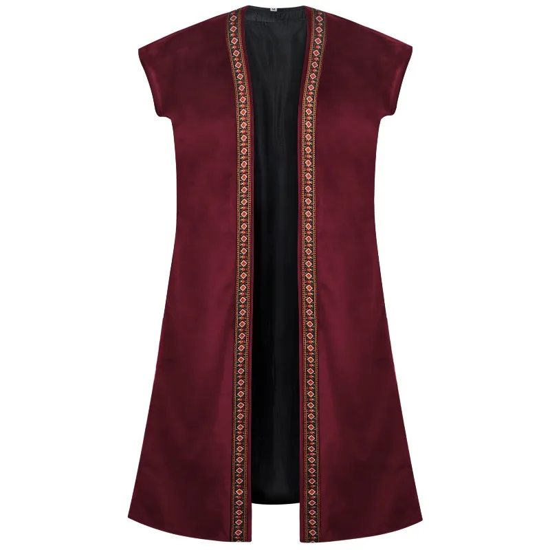 New Medieval Style Faux Suede Long Vest Halloween Pirate Retro Coat Stage Performance Outfit, Unique Style and Dramatic Feel.