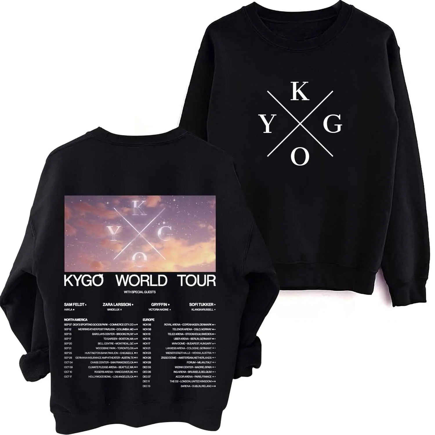 Kygo World Tour-Sweat à Capuche à Manches sulfet Col Rond pour Homme et Femme, Vêtement Décontracté avec Impression Régulière, Printemps et Automne 2024