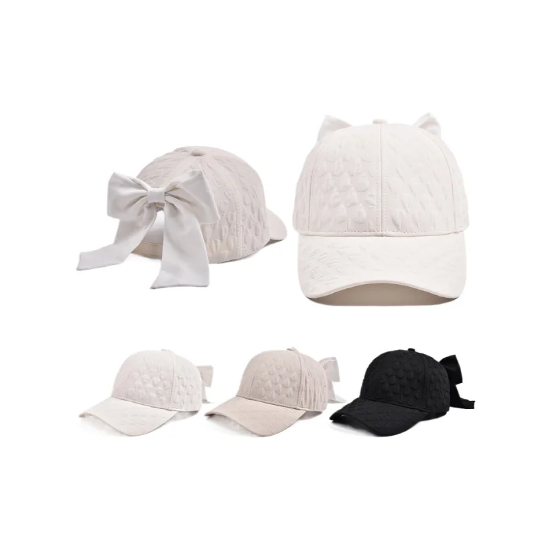 

New Bow Back Beautiful Sun Protection Visor Caps Women's Water Drop Pattern Baseball Cap Outdoor Curved Brim Trucker Hat