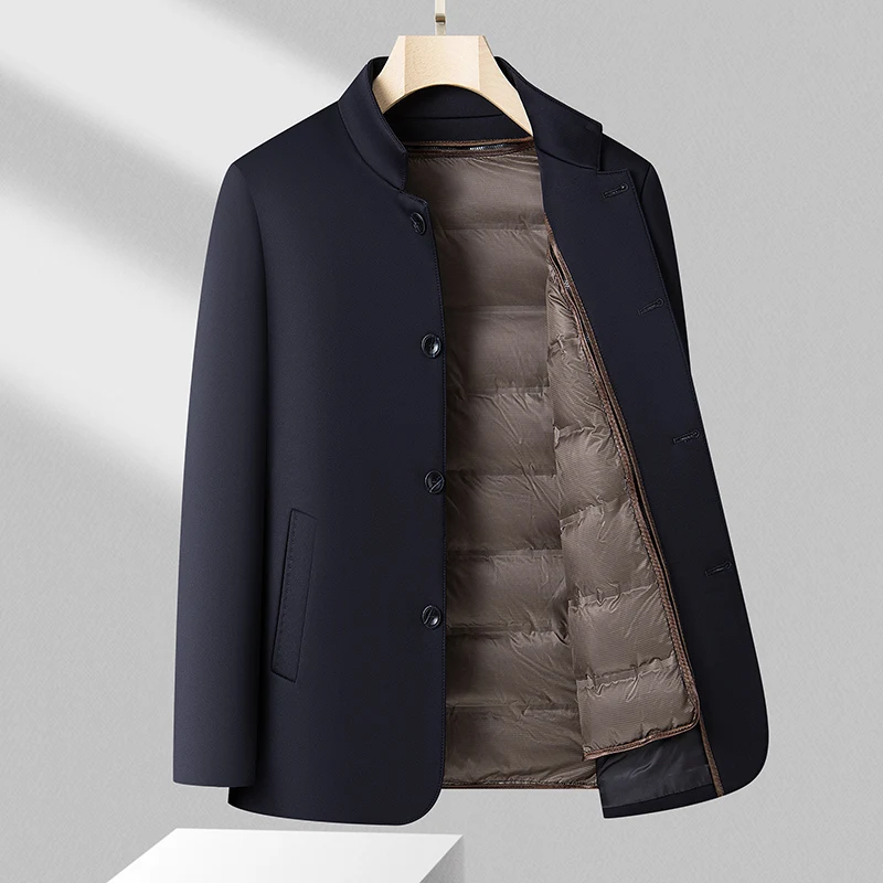 Quality Business Casual Men's Duck Down Jackets 2026 Winter Windproof Warm Puffer Coat Liner Detachable Outwear Padded Clothing