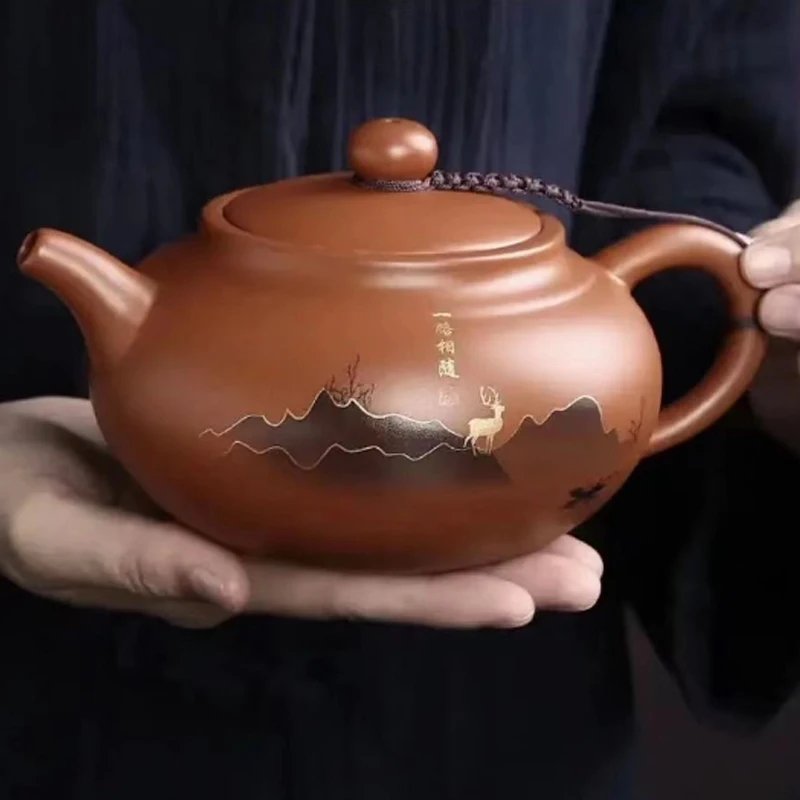 

Чайник Исин из фиолетовой глины в китайском стиле Xishi Gaosheng, бытовая чайная посуда кунг-фу, чистая ручная работа, 400-450 мл, одинарные чайники, 1 шт.