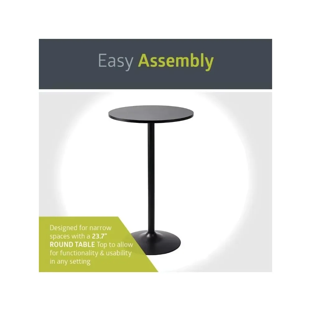 

Santina 2-Piece Round Bar & Wine Table, 23.7"D x 23.7"W x 39"H, Black Console Tables