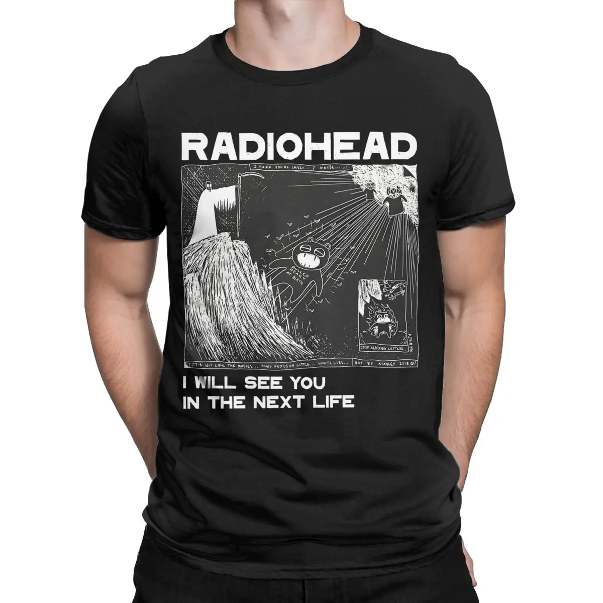 Vintage Radiohead T-Shirt for Men Crew Neck 100% Cotton T Shirt Rock Band Short Sleeve Tee Shirt Adult Clothing