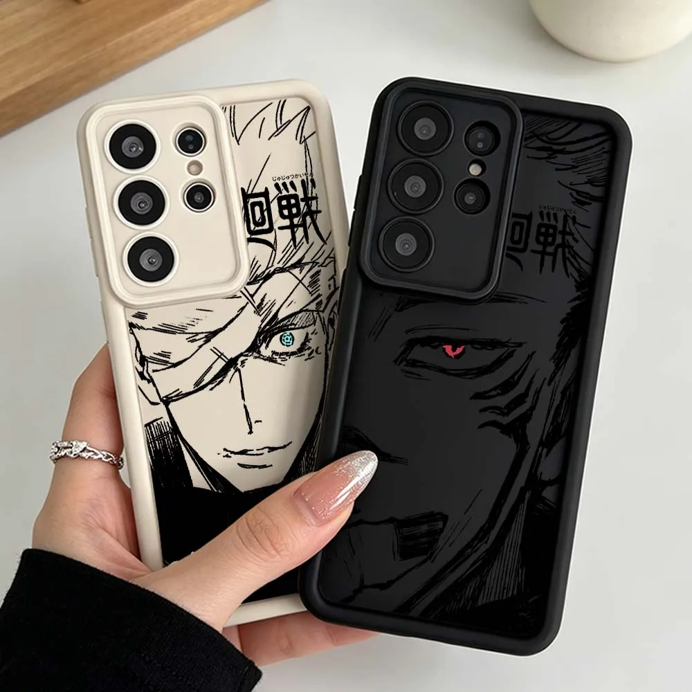 J-Jujutsu Kaisen Anime Silicone Case For Samsung Galaxy S26 S25 S24 S23 S22 S21 S20 Ultra Plus FE Eye Ladder Phone Case
