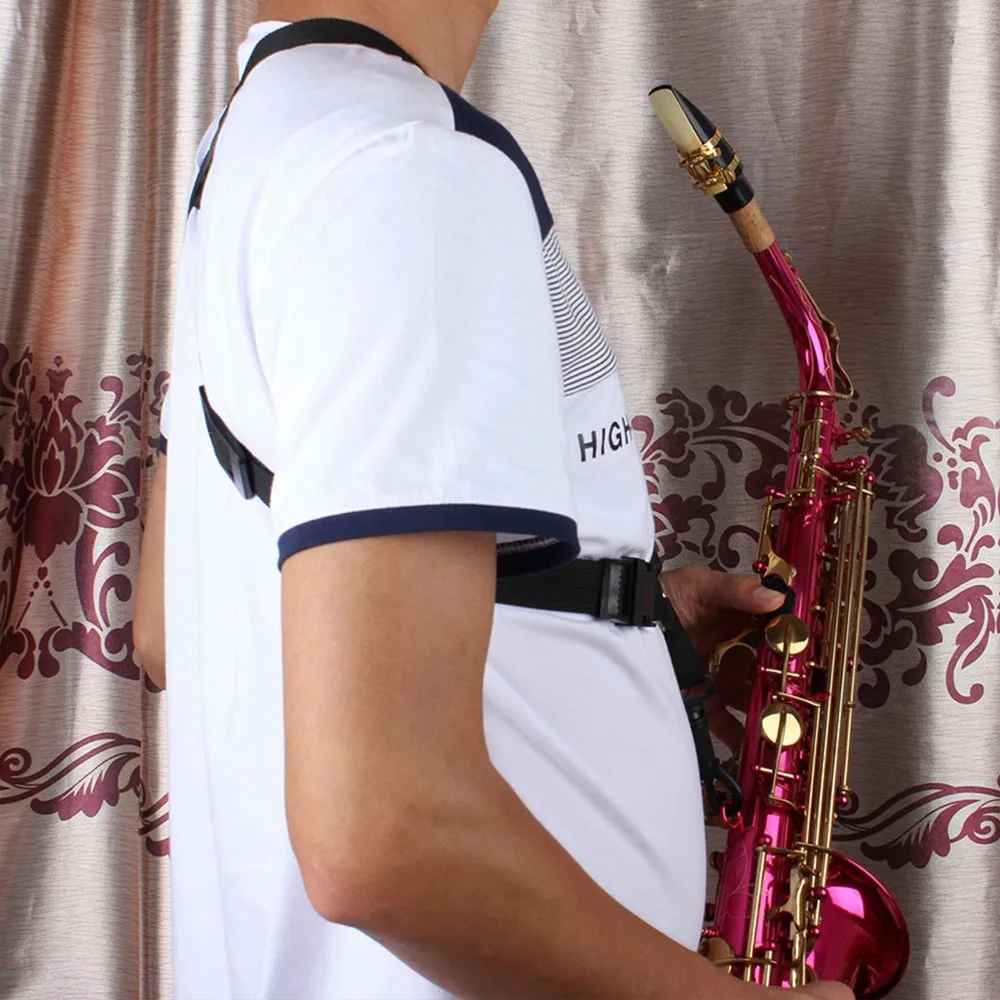 Adjustable ​Saxophone Shoulder Strap​ ​Soft Padded​ Black ​Adjustable Sax Strap​ ​Regular Buckle Hook​