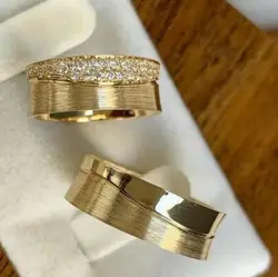 KSRA Fashion Minimalist Exquisite Gold Color Creative Two Piece Set Personal Rings Geometric For Women Birthday Party Jewelry