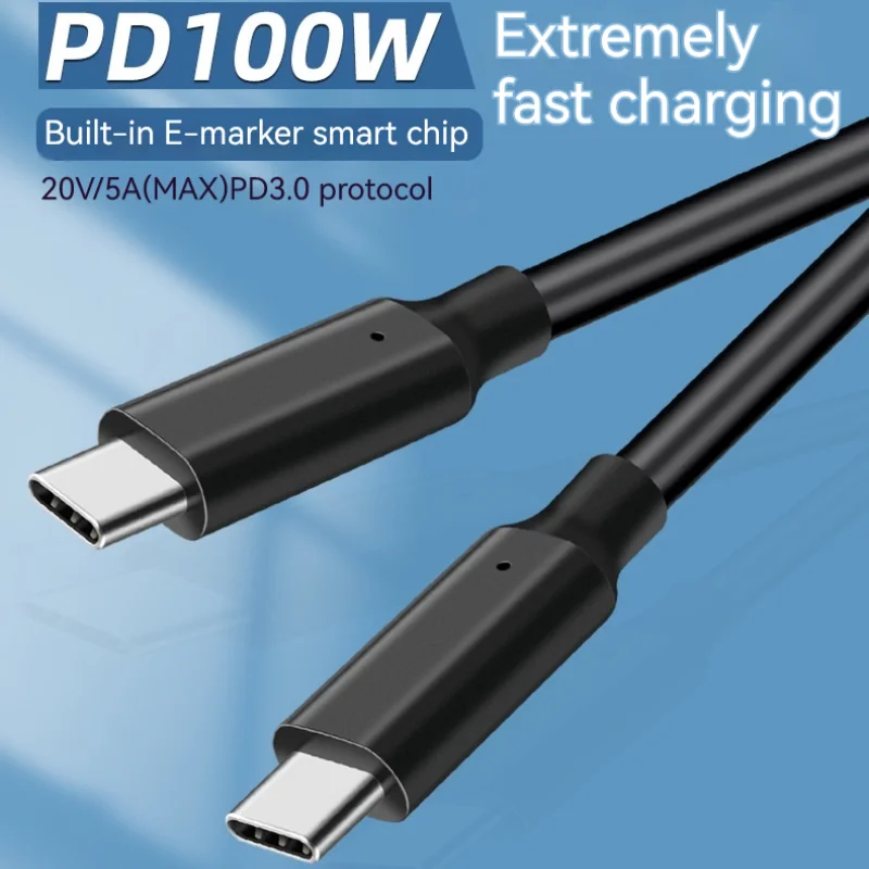 5A Type C to Type C 100W PD Fast charge Data Cable 3M 2M 1.5M 1M 0.5M 0.2M for Mobile phone Laptop C to C Dual Male ctoc Chip