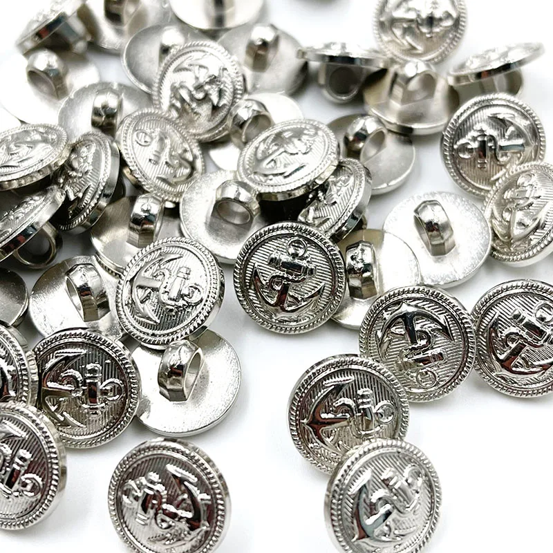 20PCS/pack 13/15/20MM Silver Anchor Buttons Plastic Sewing Accessory Shank Button Garment Clothing PT361