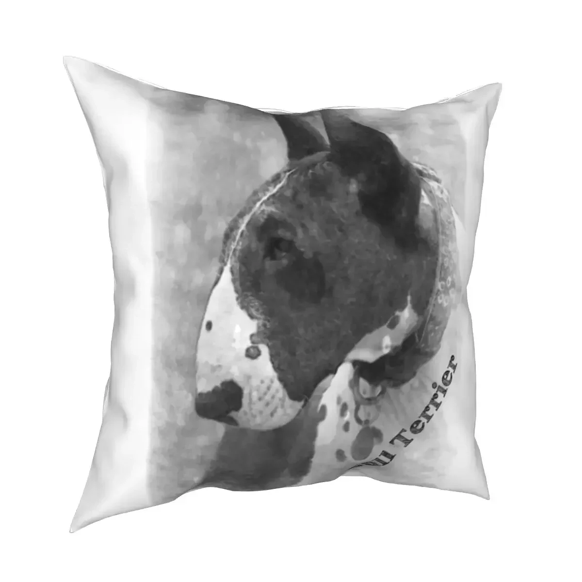 Funny Bull Terrier Pattern Pillowcase Polyester Cushion Cover Gift Cute Dog Puppy Throw Pillow Case Cover Bedroom 45X45cm