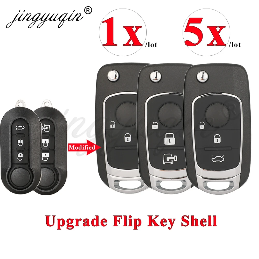 1/5pcs Modified Flip Car Remote Key Shell For Fiat 500 Panda Punto Bravo 500L Ducato Qubo Fiorino Peugeot Boxer Citroen Jumper