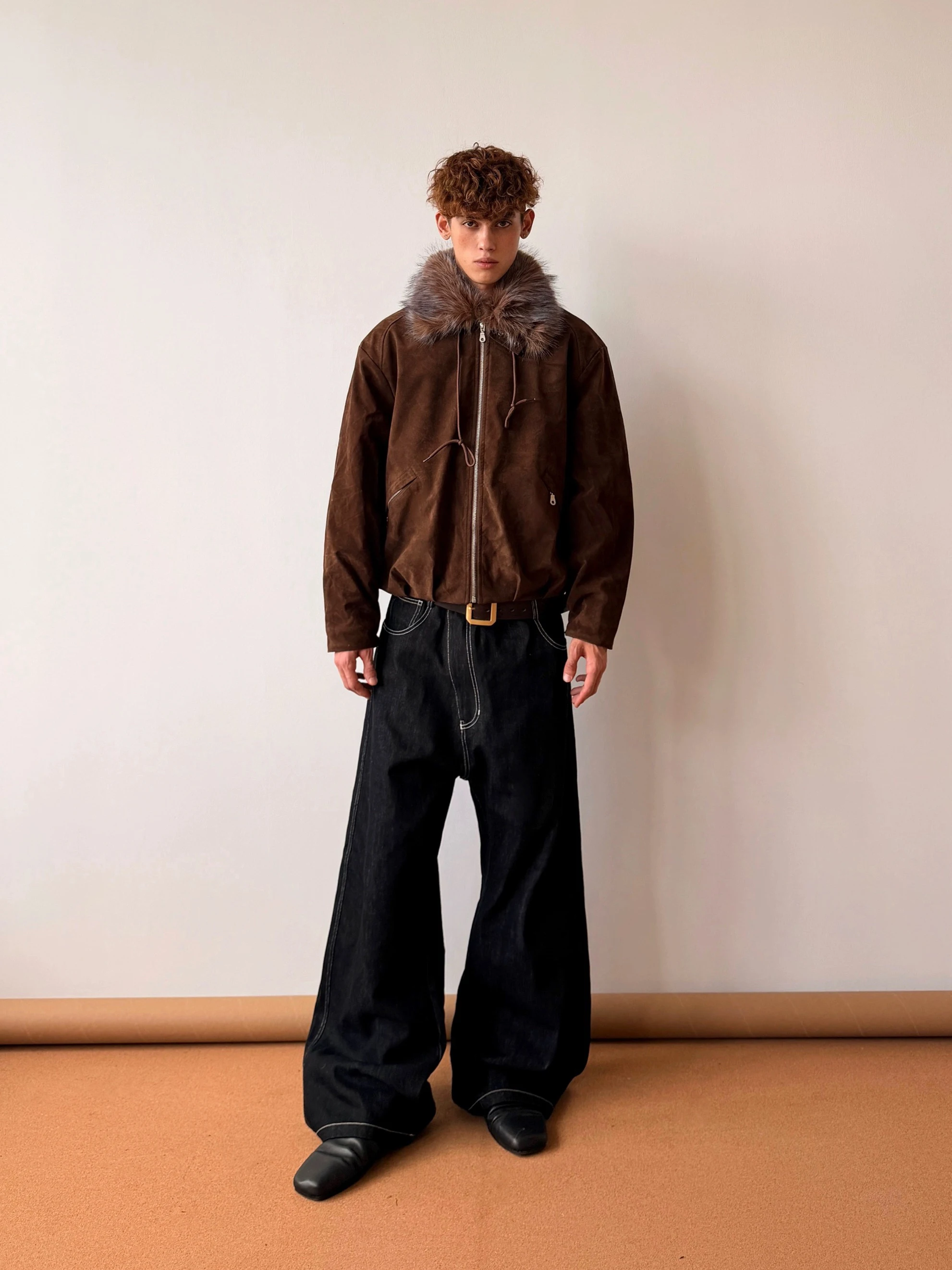 

Casual Cotton Jaet with Faux Fur Collar Zipper ket Men's Women's Outerwear Autumn Warmth Polyester Fiber Long Sve