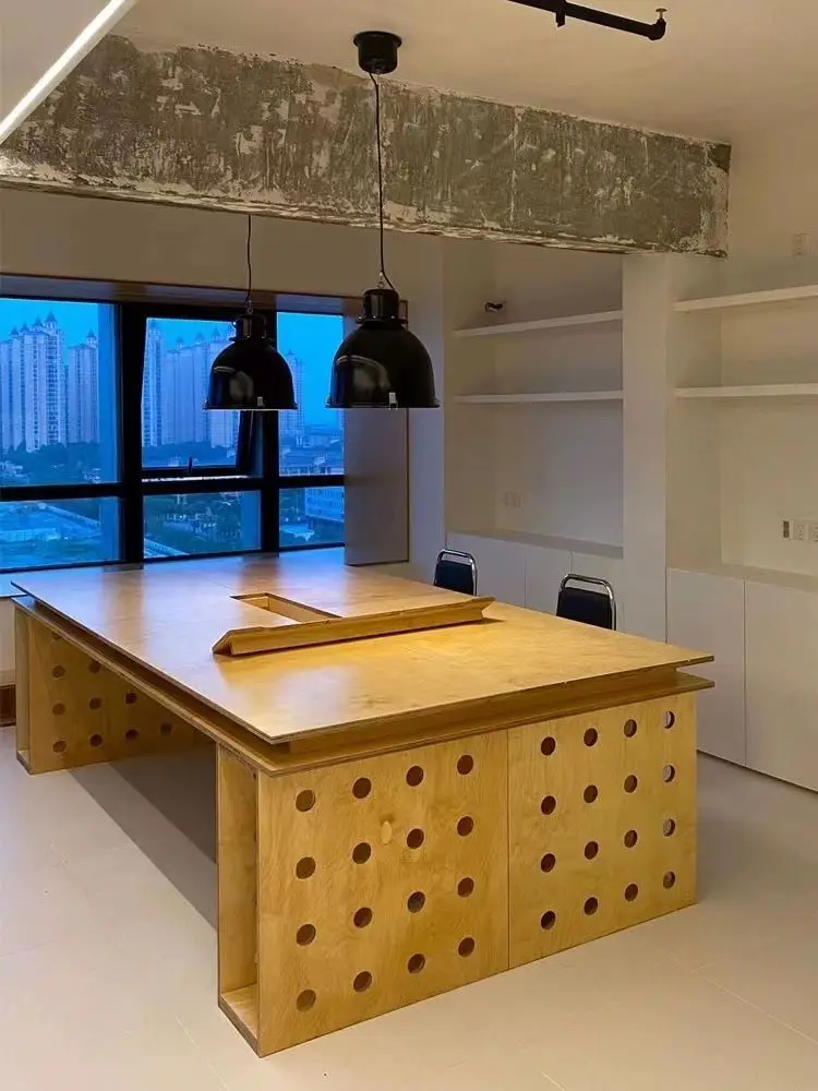 Birch large board solid wood hole table workbench desk desk