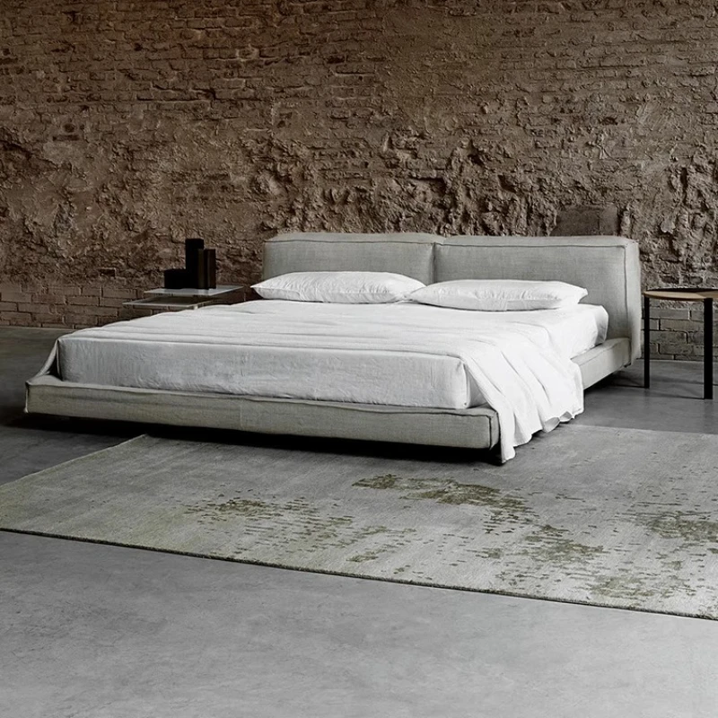 

Italian minimalist fabric double bed, modern light luxury bedroom floor, small apartment 1.8 meters master bedroom wedding bed