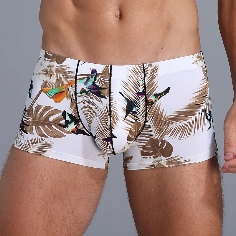 Sexy Neue männer Höschen Unterwäsche Eis Seide Männer Druck Unterhose Nahtlose Boxer