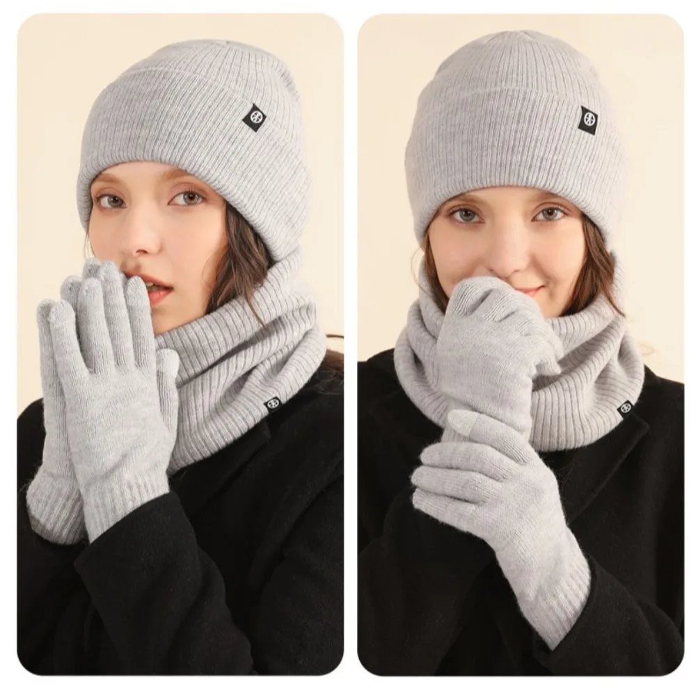 

Neck Warmer Winter Beanie Hats Scarf Gloves Set Cold Proof Thicken Winter Hat Mask Scarf Windproof Ear Protection