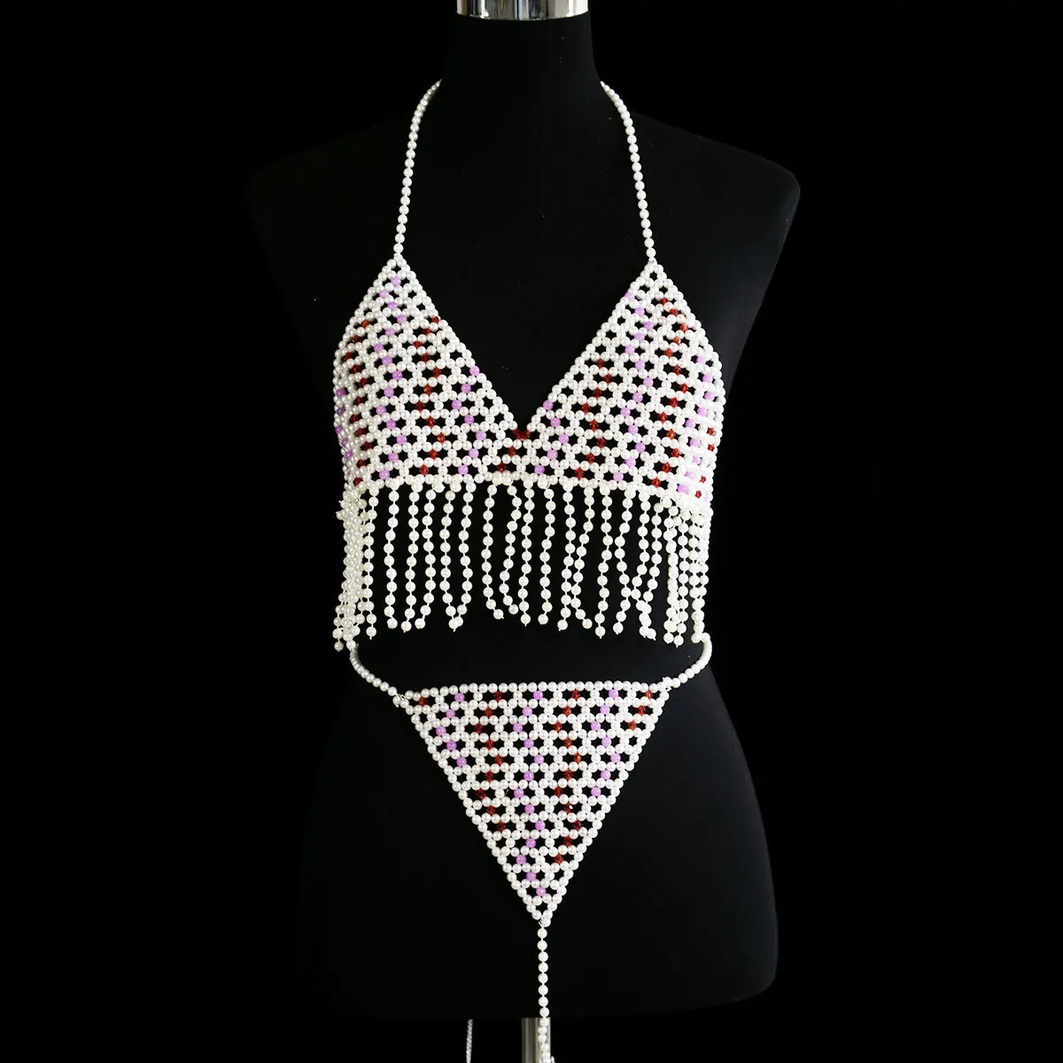

Body chain Fashion Bikini Bra Panty set Music Festival party clothing chain
