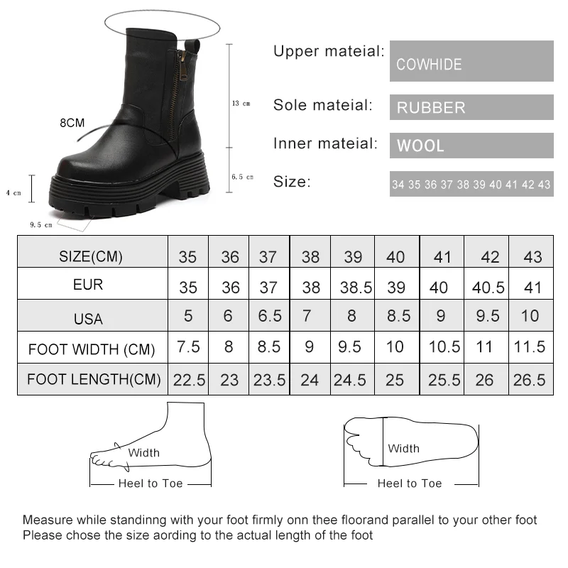 AIYUQI Women Boots Platform Large Size Thick Sole Fashion Women Winter Boots Thick Wool Warm Genuine Leather Women Ankle Boots