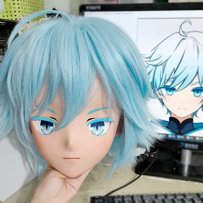 

(GLA013)Customize Character Resin Half Head Japanese Animego Cosplay Crossdressing Doll Anime Kigurumi Mask With Eyes And Wig