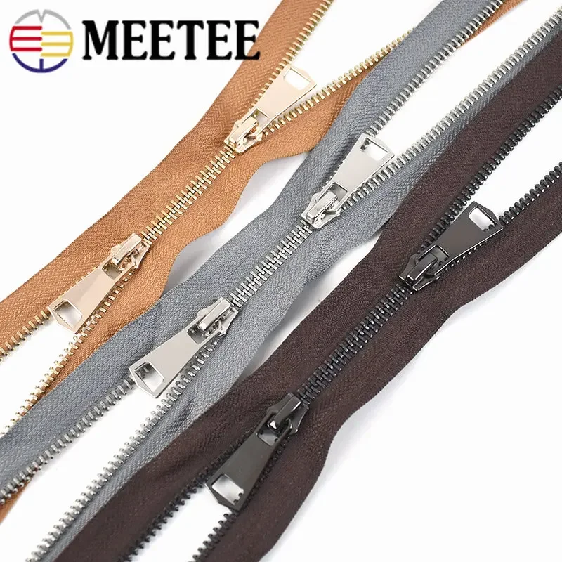 Meetee 120cm 5# Metal Zippers Double Slider Open End Zip DIY Sewing Tools Down Jacket Coat Clothing Tailor Repair Accessories