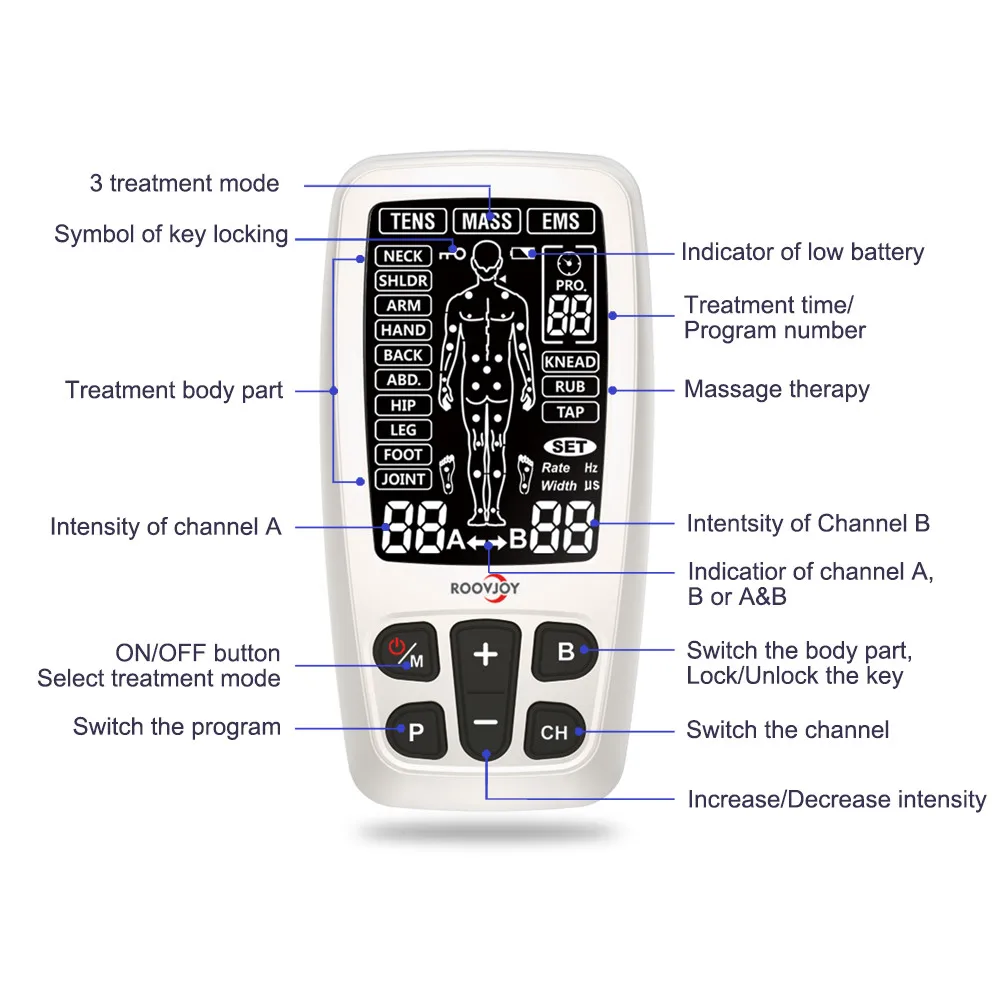 Amazon acupuncture TENS EMS Unit micro touch screen Stimulation Muscles Health care medical product massager for pain relief