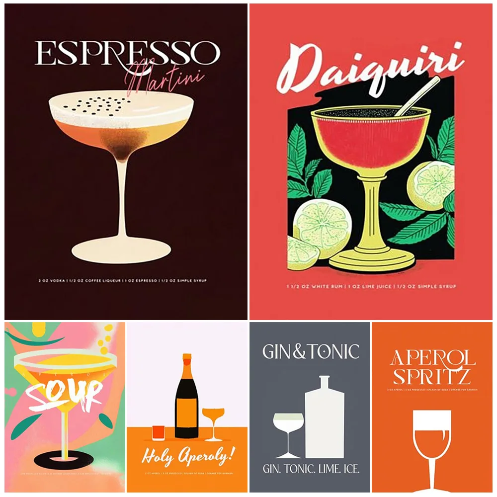 

Bar Illustration Cocktail Mojito Poster Wall Art Canvas Painting Posters Home Decor Wall Pictures For Living Room Unframed