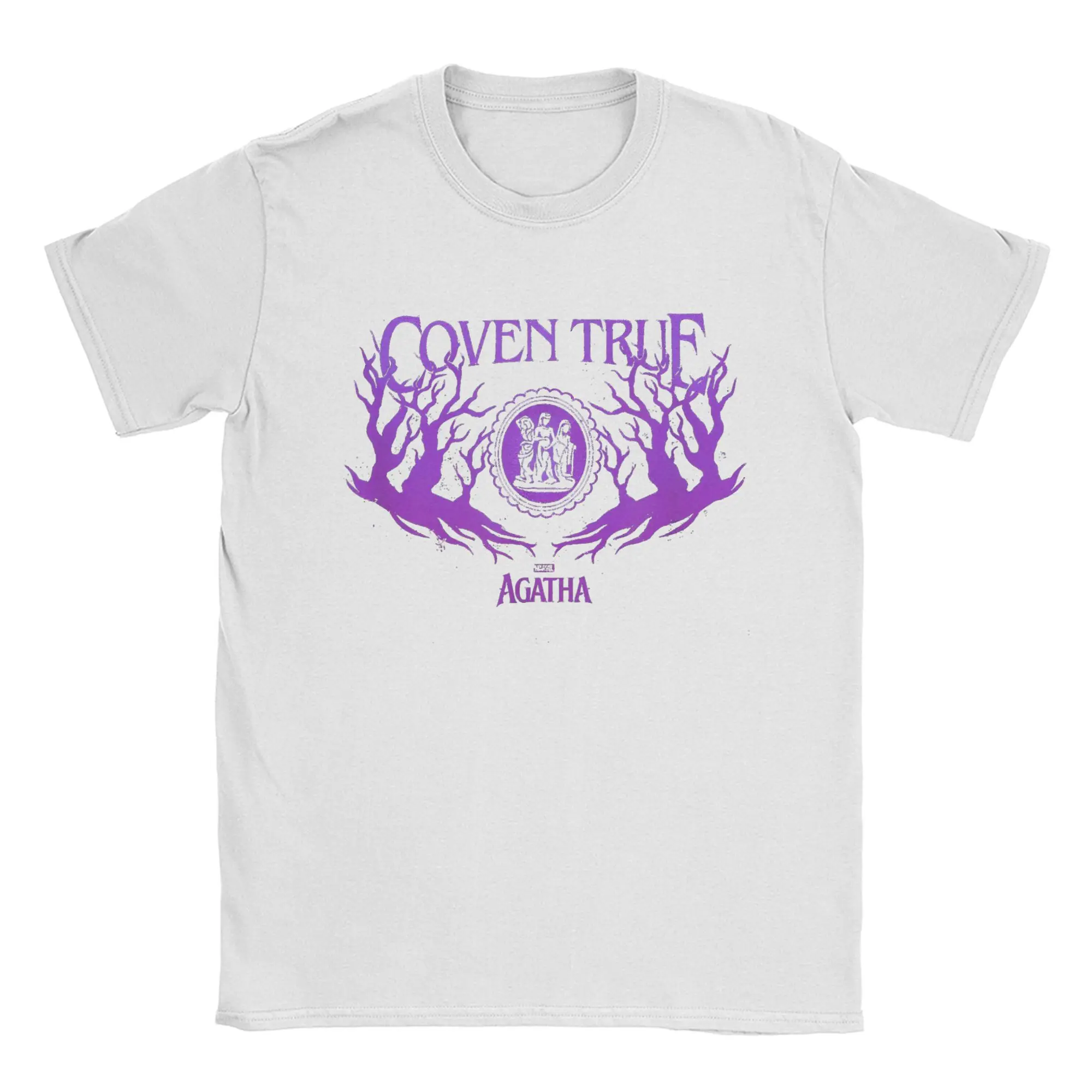 

Vintage Agatha All Along Coven True T-Shirt Men Crew Neck Cotton T Shirt Purple Branches Logo Short Sleeve Tee Shirt Gift Tops