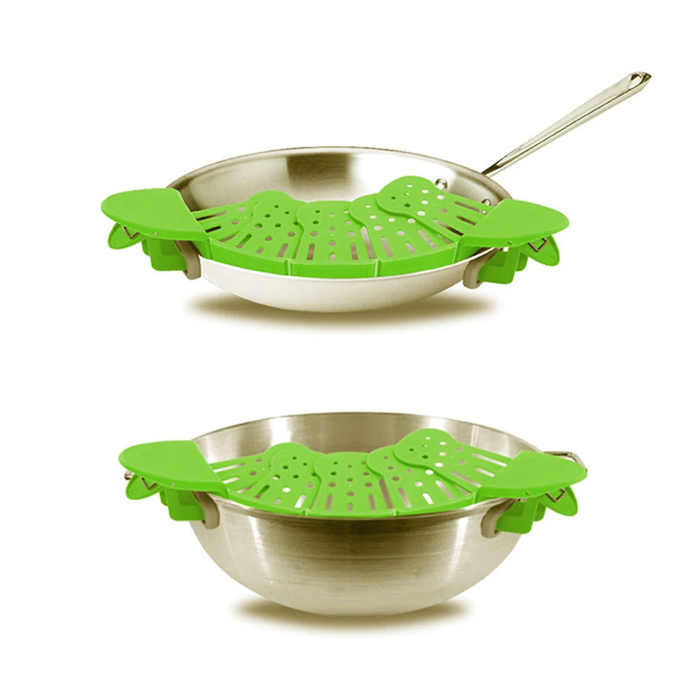 

Pot Side Drainer Soup Funnel Kitchen Gadget Heat Resistant Strainer Liquid Diversion Mouth Silicone Pans Round Rim Deflector