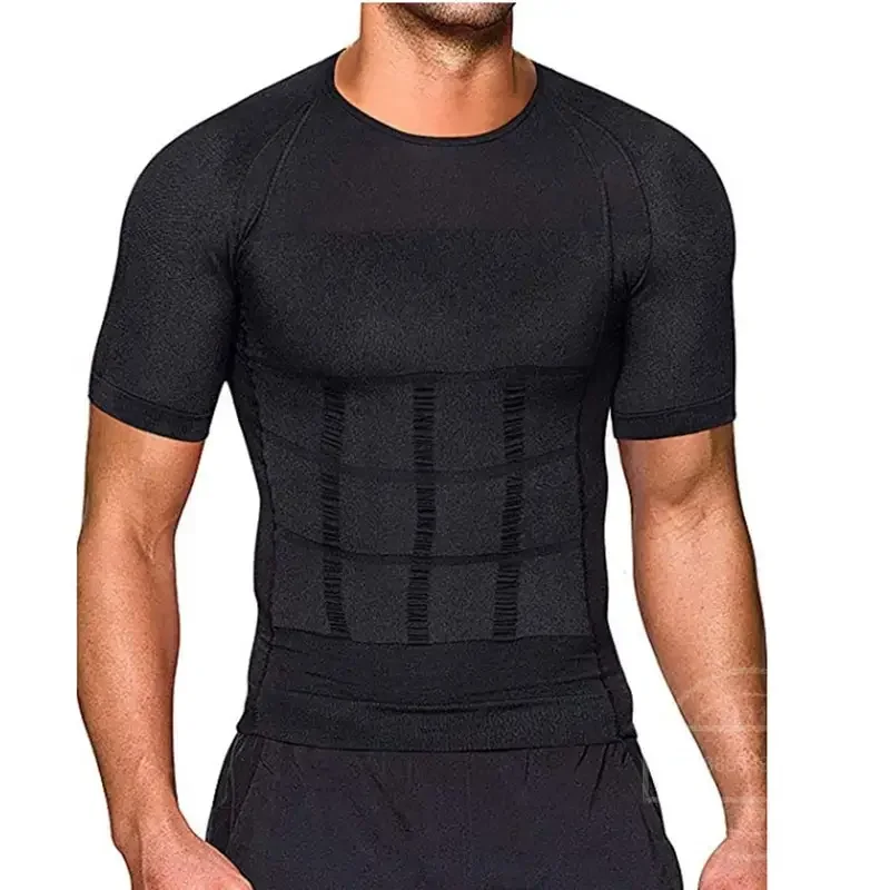 Compression Slimming T-shirt Men Body Shaper Waist Trainer Fitness Vest Fat Burn Chest Slim Shirt Weight Loss Shapewear