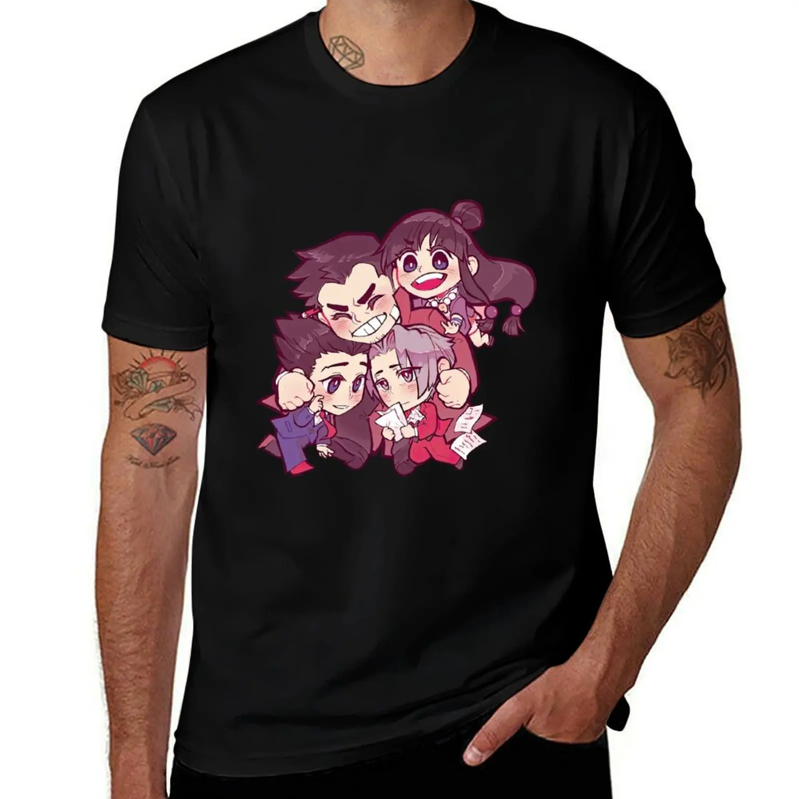 Ace Attorney The Good Pals T-shirt décontracté minimaliste à manches courtes
