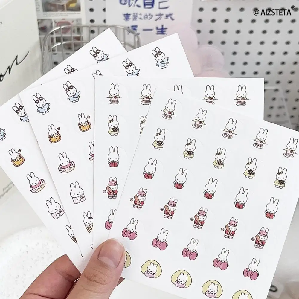 ملصقات أرنب ميفي لطيفة متعددة الأنماط مقاومة للماء كاواي أنيمي دائرية مختومة ملصقات دفتر تزيين كوب الماء للطلاب