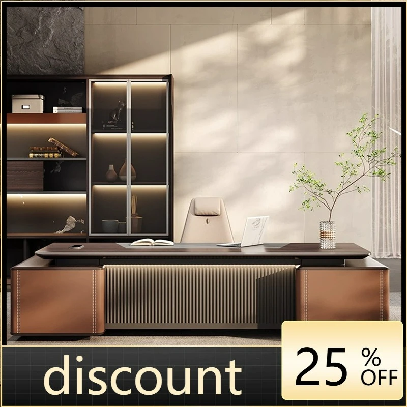 

LTT modern boss table light luxury high sense chairperson's office table and chair combination