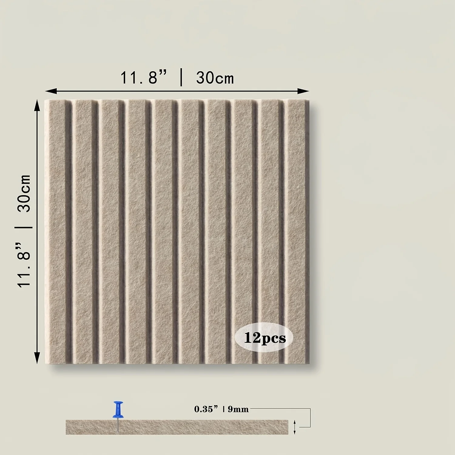 6/12PCS Soundproof Felt Cork Boards Self Adhesive Sound-absorbing Acoustic Wall Panels Decorative Mounted Wall Tiles Thickened Bulletin Pin Note Boards for Home Office Decor School Decor 30x30cm 9MM