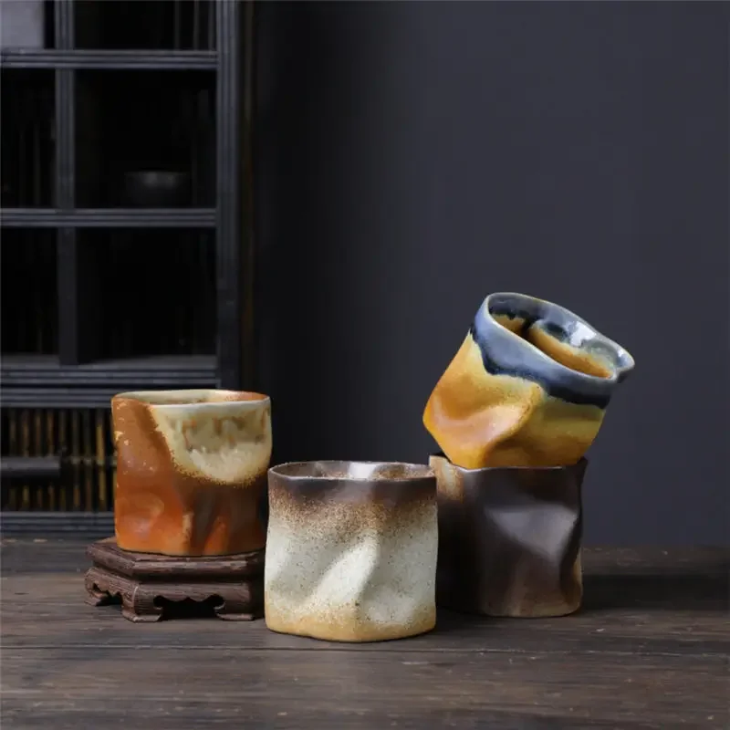 Vintage Irregular Ceramic Mug Japanese Style Coarse Porcelain Coffee Cup Tea Set Teacup Living Room Drinking Mug Birthday Gift