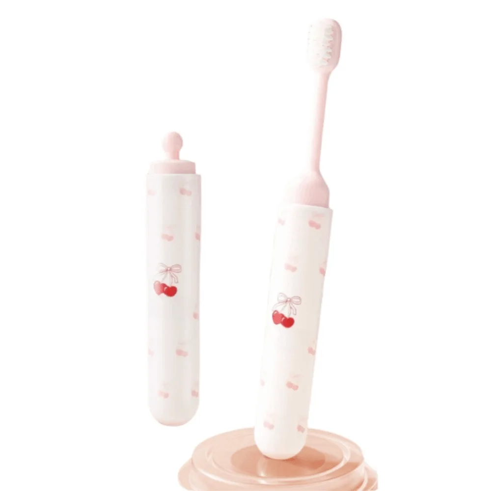 2-IN-1 Travel Toothbrush Set Portable Foldable Toothpaste Tube Storage Box Soft Bristled Mini Folding Toothbrush Dispenser