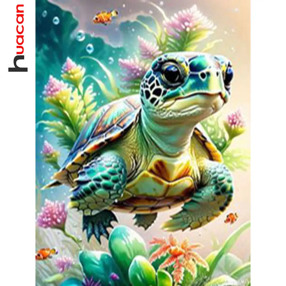 Huacan DIY-Diamantgemälde, Schildkröte, Tier, Diamant-Stickerei, neue Kollektion 2025, Bild von Strasssteinen