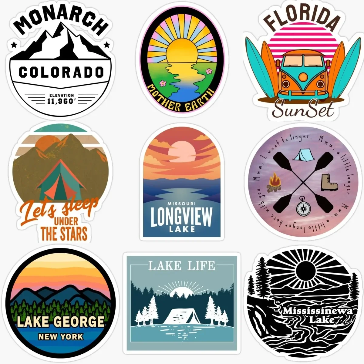 

Sunset Camping Adventure Awaits Creative PVC Waterproof Stickers Accessories for Decorate Car Van Suv Off-road Camper Wall