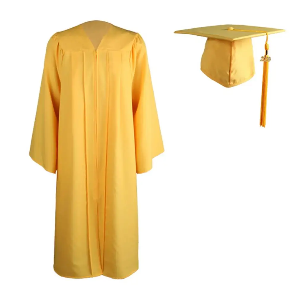 2023 Volwassen Zip University Academische Jurk Graduation Gown Robe Baret Cap Primaire Middelbare School Afstuderen Uniform