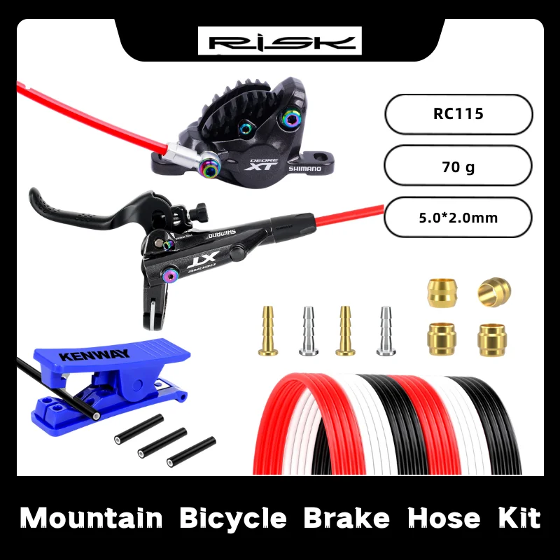 RISK Mountain Bicycle Brake Hose Kit Tube Pipe Housing Set Tools ForShimano Magura BH59 BH90 Compression Bushing&Needle