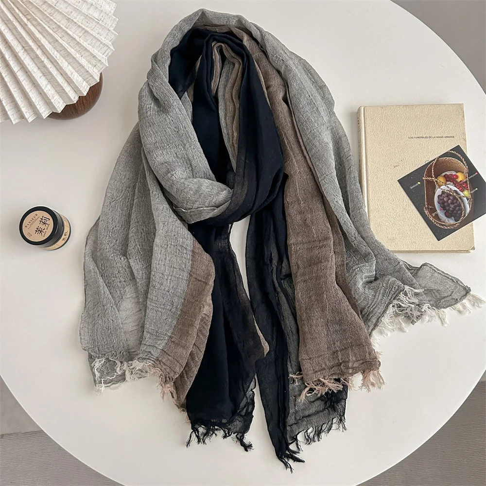 Designer Patchwork Gestreiften Schal für Männer Baumwolle Leinen Winter männer Schals Warme Halstuch Männliche Zubehör Bufandas Schals – Detail 3