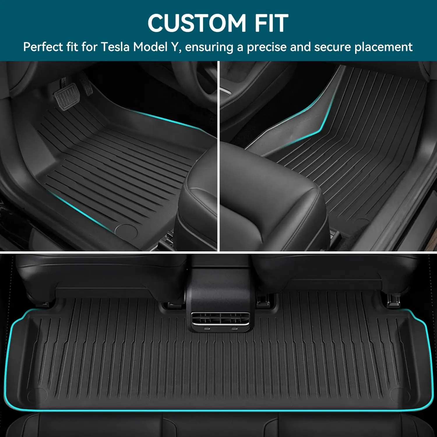 For Tesla Model Y 2019-2024 TPE Floor Mats & Cargo liner, All Weather Waterproof Anti-Slip Front & Rear Trunk Mats Backrest Mats