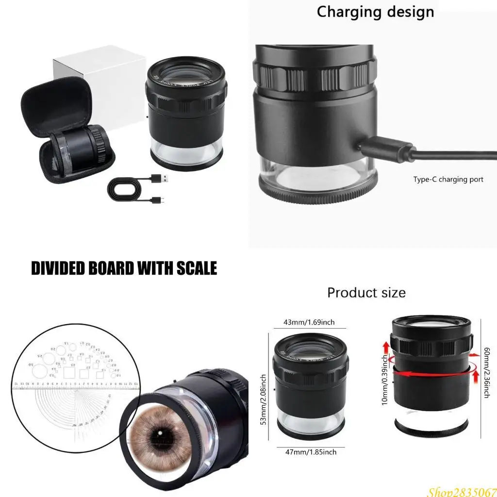 Small  Magnifier Lens Featuring Precisions Scale & Build In LED illuminate 831F