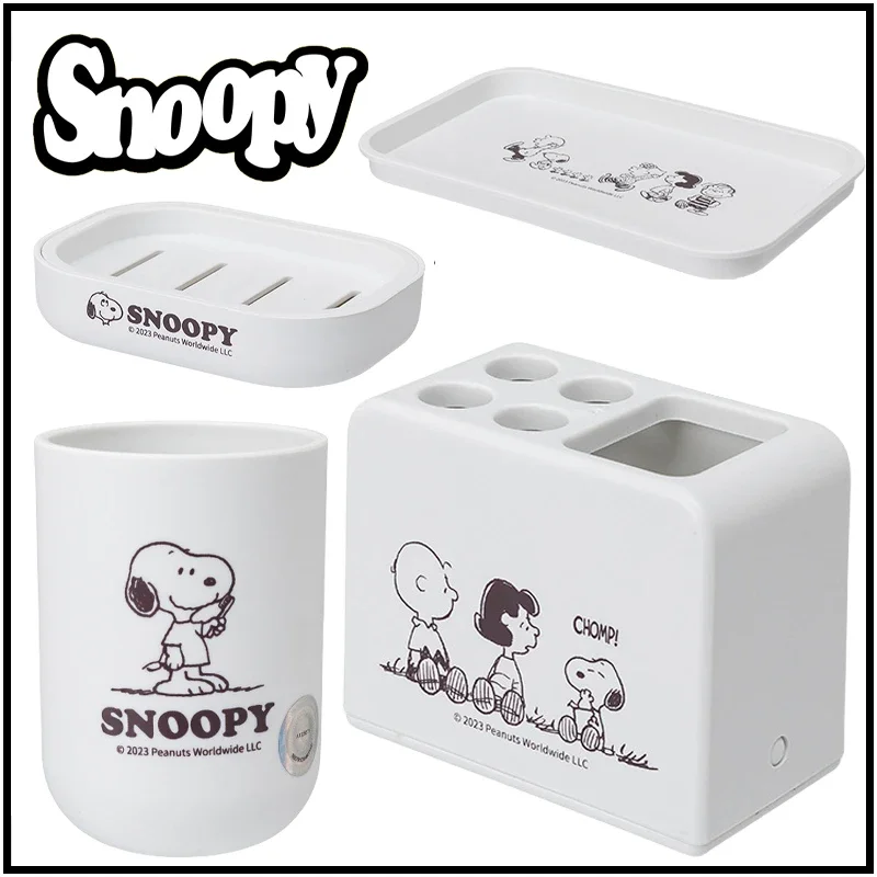 Kawaii Snoopy Charlie Bathroom Toiletries Tooth Mug Soap Box Storage Tray Cartoon Household Cleansing Supplies Accessory