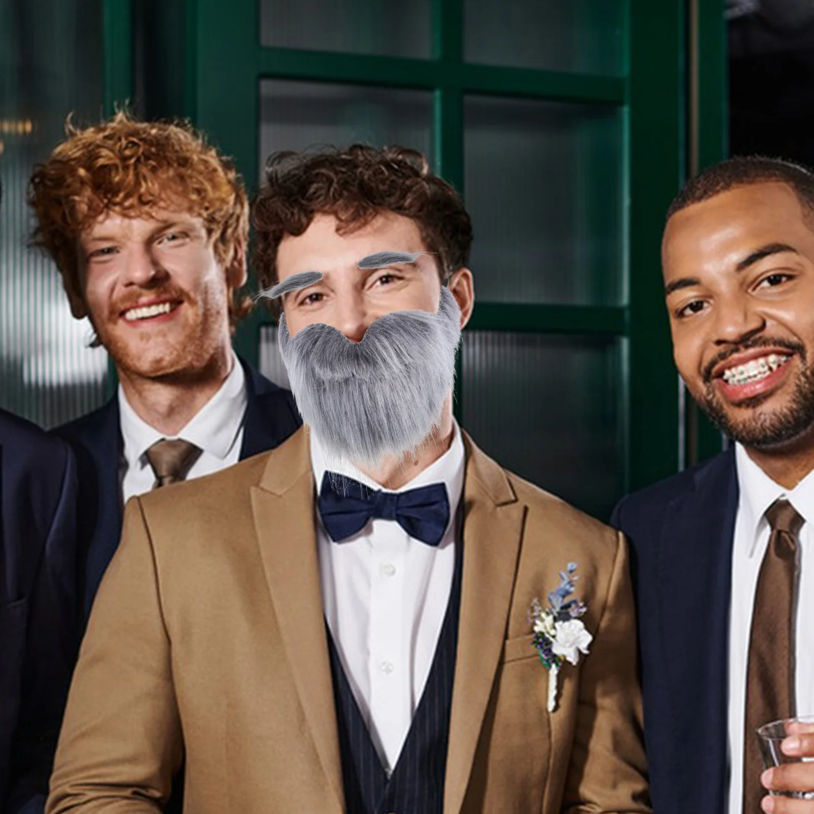 مجموعة حواجب اللحية الصناعية الواقعية، زي مضحك ذاتي اللصق، شعر الوجه، دعائم الحفلات التنكرية للهالوين، لحية مزيفة للرجال #3